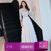 礼服女2019春季新款 睫毛亮片晚装 高贵宴年聚会主持人显瘦优雅长裙