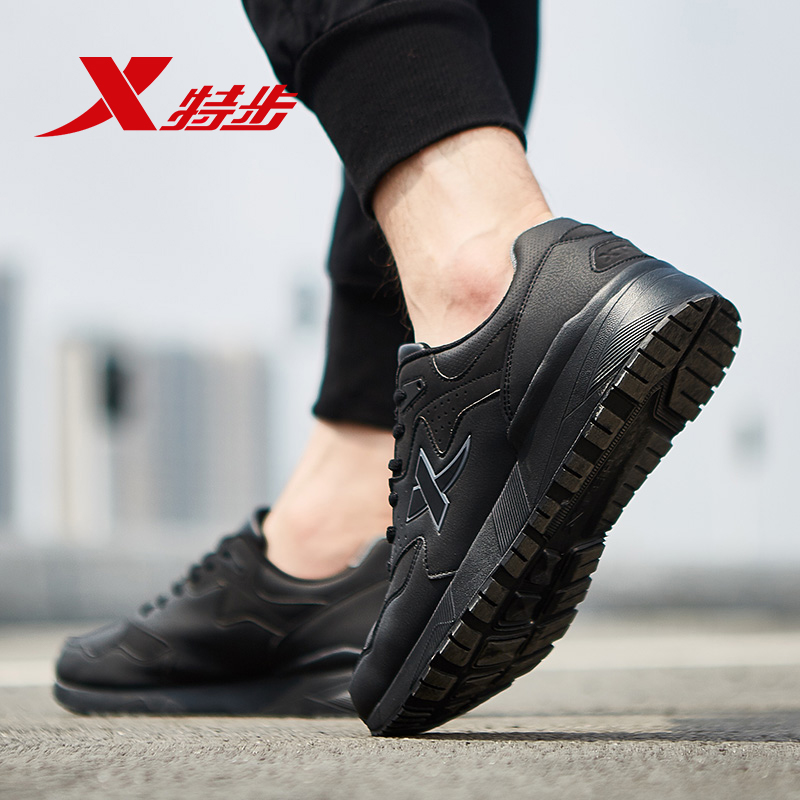 Special men's shoes, sports shoes, Korean version trend, 2019 spring and autumn new leather retro casual shoes, black running shoes