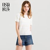 针织衫 舒适圆领短袖 新款 时尚 女装 ⑩OSA欧莎2018夏装