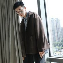 2018新款加厚夹棉毛呢外套男士潮流秋冬季宽松呢子夹克男韩版衣服