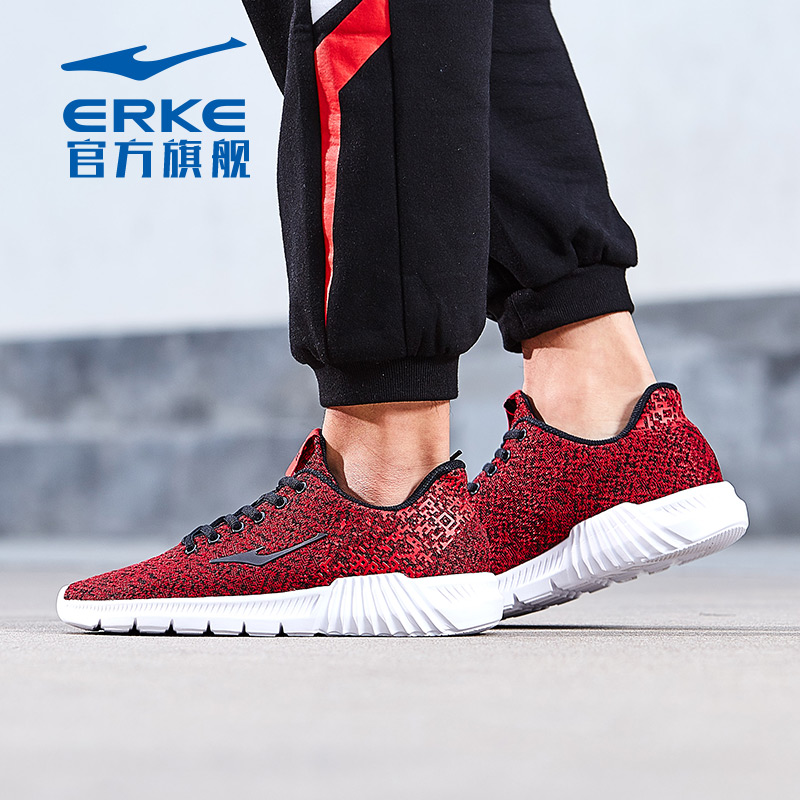 ERKE Men's Shoes Running Shoes 2019 New Casual Shoes Knitted Lightweight Anti slip Shock Absorbing Running Shoes Sneakers for Men