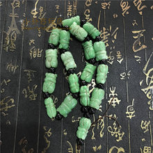 翠玉项链仿古玉满绿老翡翠玉雕刻玉蝉知了巴山翠老玉项链古董