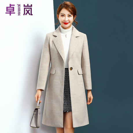 中年毛呢外套女装中长款韩版2018新款中老年毛呢子妈妈装秋冬大衣商品大图