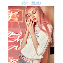 天使之城2018秋季新款针织宽松中袖T恤时尚上衣女62180064图片