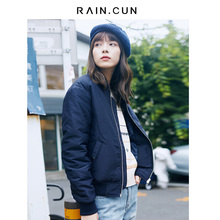 然与纯2018秋冬新外套女短款宽松休闲百搭藏青色学生棒球服上衣图片