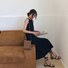 气质显瘦A字裙子无袖 黑色吊带长裙女夏季2019新款 A7seven 连衣裙