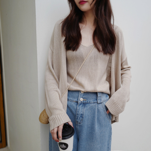 针织小吊带+显瘦开衫外套两件套