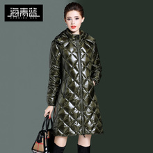 海青蓝冬装女2018新款时尚长袖连帽修身显瘦百搭保暖羽绒服06033图片