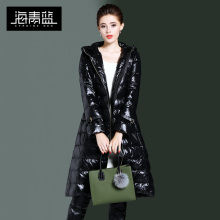 海青蓝冬装女2018新款长袖连帽宽松显瘦保暖百搭时尚羽绒服06044图片