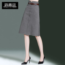 海青蓝2018秋冬新款女装时尚高腰a字千鸟格ins超火的半身裙06504图片