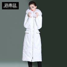 海青蓝冬装女2018新款时尚毛绒连帽长袖显瘦百搭保暖羽绒服06381图片