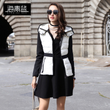 海青蓝2018冬季新款轻薄羽绒服女短款连帽修身显瘦保暖外套06114图片