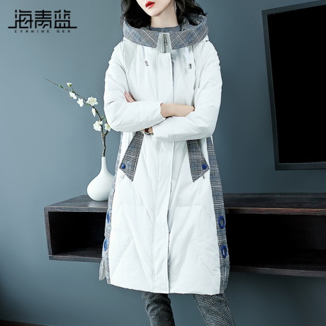 海青蓝2018冬季新款时尚连帽长袖宽松显瘦保暖气质羽绒服女09197商品大图