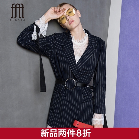 FEXATA春装新款帅气翻领西装外套韩版女装气质职业服休闲外套商品大图