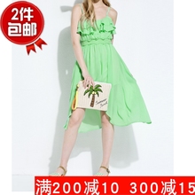 剪标雪纺前短后长吊带沙滩连衣裙中裙C1FA42117 甜美女装 夏季新款