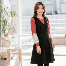 桔熊毛呢背心裙女秋冬收腰修身中长款无袖连衣裙大码DA5996图片