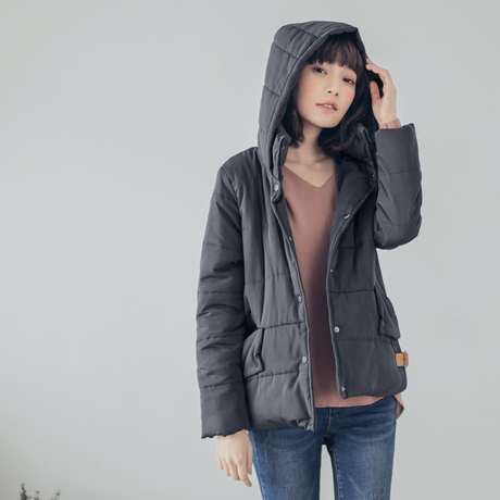 桔熊连帽高领羽绒棉棉服女冬装短款外套加厚棉袄大码EA2439商品大图