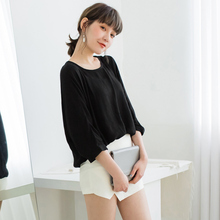 桔熊桔选夏装宽松蝙蝠衫简约细针织衫垂坠上衣女大码AB6456图片