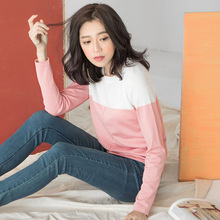 桔熊撞色接线V车工细针织衫套头毛衣上衣女装秋冬大码FA1553图片