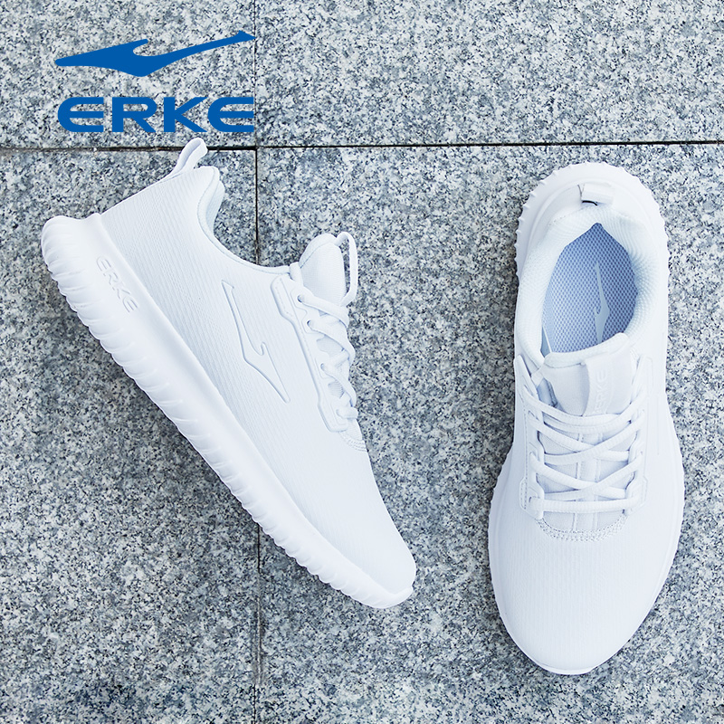 ERKE Women's Shoes Sneakers 2019 Autumn New Brand Breathable Leather Casual Shoes Genuine Running Shoes Women