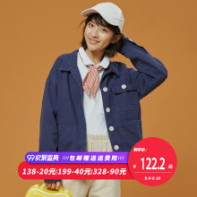 尔给港风工装外套女复古春秋韩版长袖直筒2018新款学生流苏学院风图片