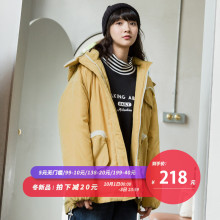 尔给冬季黄色棉衣外套女2018新款连帽加厚工装棉服韩版学生宽松bf图片