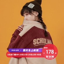尔给立领休闲拼接红色厚工装外套女宽松冬季2018新款韩版ulzzang图片