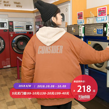 尔给棒球棉服冬装女2018新款韩版宽松bf短款红色冬天外套加厚学生图片