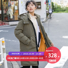 尔给冬季棉服oversize面包服女学生韩版中长款加厚2018新款宽松图片