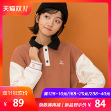 尔给蓝色宽松外套女冬学生polo卫衣学院加绒加厚秋冬学生oversize图片