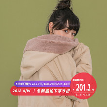 尔给甜美chic棉服2018新款加绒工装外套女冬港风加厚中长款韩版图片