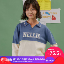 尔给学生翻领套头宽松韩版2018新款秋季软妹可爱慵懒风毛衣女甜美图片