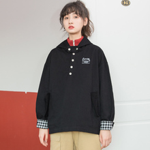 尔给秋季蝙蝠型外套女新款春秋韩版学生刺绣ulzzang原宿上衣宽松图片