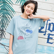 尔给学生小清新女装夏短袖印花ulzzang宽松白色t恤女2018新款图片