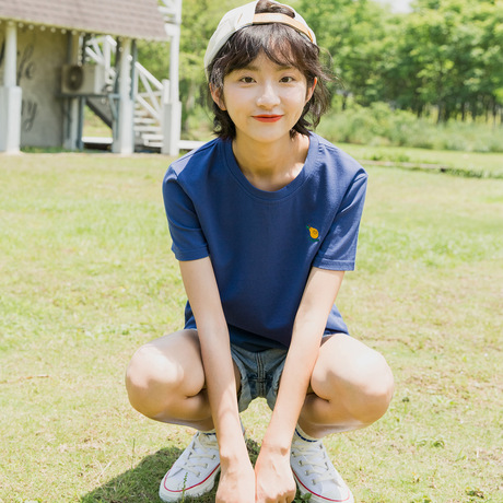 尔给雾霾蓝t恤女短袖2018新款宽松韩版学生小清新女装上衣森女系商品大图