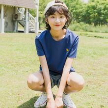尔给雾霾蓝t恤女短袖2018新款宽松韩版学生小清新女装上衣森女系图片