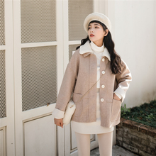 上衣 冬宽松学生小个子短款 毛呢外套女网红ins呢子大衣潮2018新款