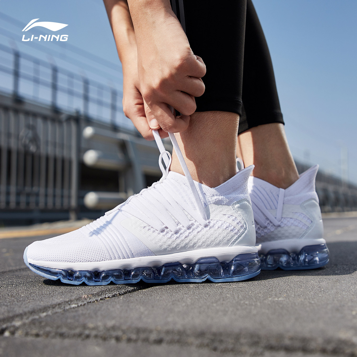 Li Ning Running Shoes Women's Shoes Pure White Pink Summer Single Mesh Single Shoes Casual Shoes Adult Full Palm Air Cushioned Sports Shoes