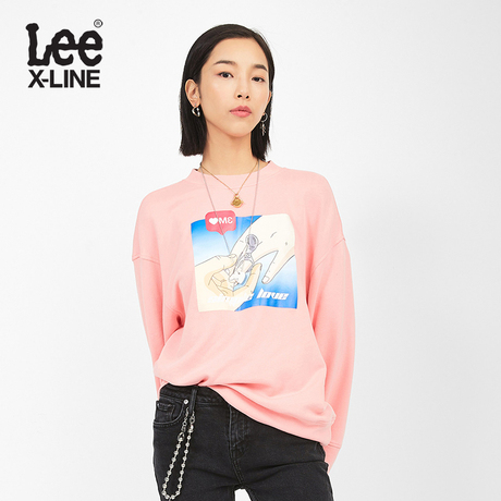 Lee女款 2018秋季X-LINE印花粉红色长袖卫衣L345913QA8TP商品大图