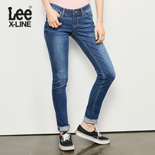 Lee女装 2018春夏新品XLINE蓝色九分牛仔裤LWZ4023AX8NF图片