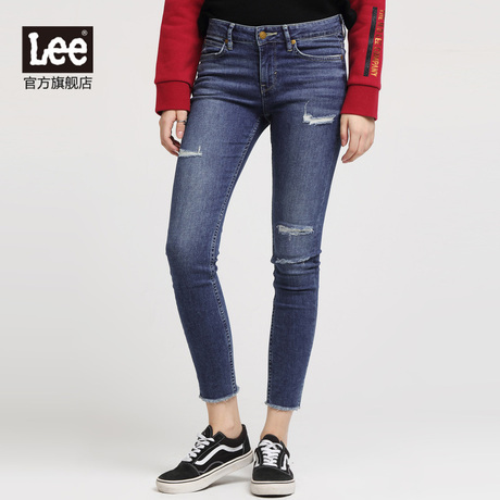 Lee女装 2017秋冬新品商场同款复古洗水九分牛仔裤L124001XP6DG商品大图