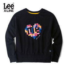 Lee女款 2018年秋季X-LINE黑色方块印花长袖卫衣L345523QAK11图片