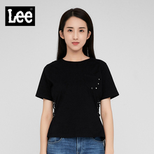 Lee女款 2018年秋季优形丹宁黑色系带短袖T恤L317743RTK11图片