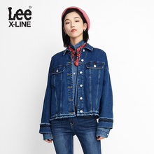 Lee女款 2018年秋季X-LINE深蓝色翻领牛仔夹克L345842EX9VJ图片