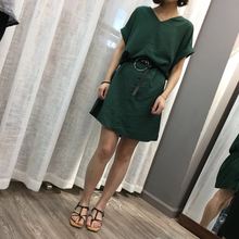 8716 7.11 天丝V领开叉连衣裙 LKDW