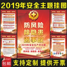 2019年安全生产月宣传画主题活动招贴画挂图工厂车间安全生产海报