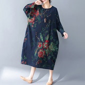 胖妈妈大码早秋新款女装2018肥婆遮肚子印花胖妹妹长袖复古连衣裙