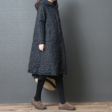 十暮棉女秋冬新款2018韩版宽松大码女装时尚舒适碎花连帽棉服外套图片