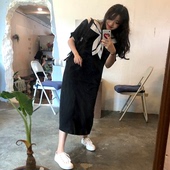 2018年ins韩国鬼马少女海军领DRESS孕妇连衣裙减龄可爱时尚 孕妇装