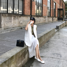 19夏 西装 质感气质显瘦纯色拼接口袋中长款 JULI 马甲女
